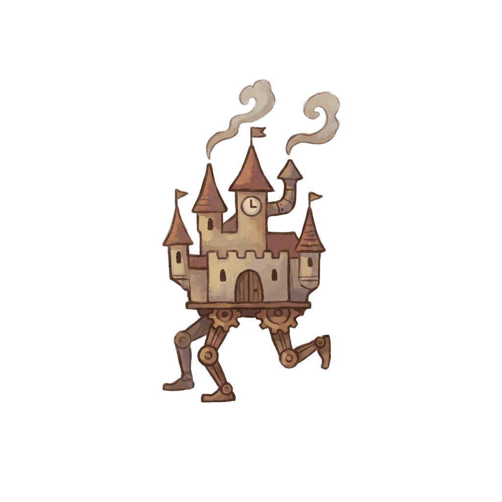 a distant walking castle